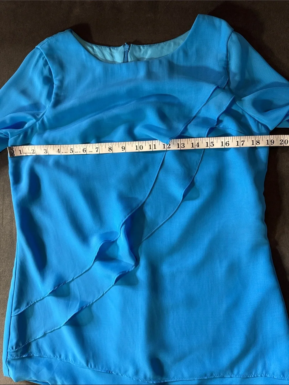Woman’s Blue Two Piece Ruffled Blouse & Wide-Leg  Formal Pants Set Size 8 NWOT